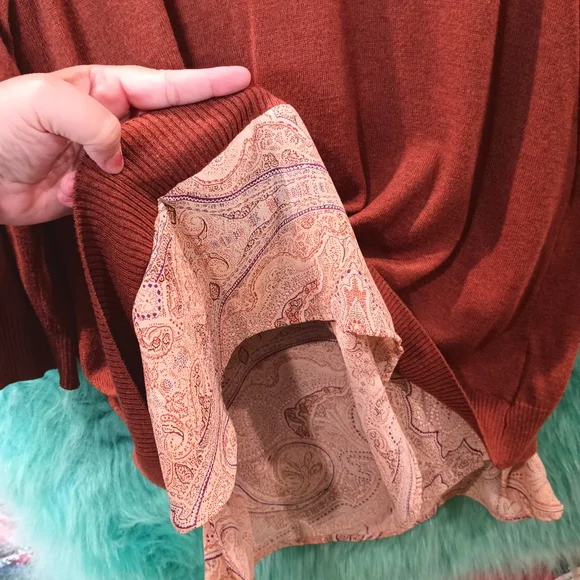 Dalia Rusty Brown Crew Neck Long 3/4 Sleeve Layered Top Size 1X - Picture 4 of 11